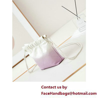 Chanel Patent Gradient Calfskin  &  Lacquered Metal CHANEL 22 Mini Handbag AS3980 White/Light Purple 2025